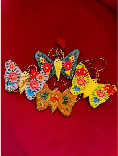 Butterly Shaped Hand Painted Assorted Holiday Ornaments