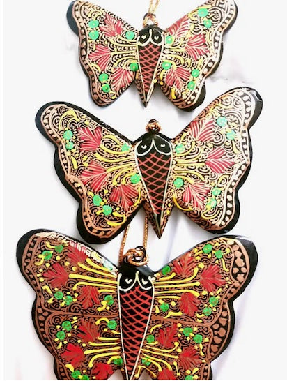 Butterly Shaped Hand Painted Assorted Holiday Ornaments