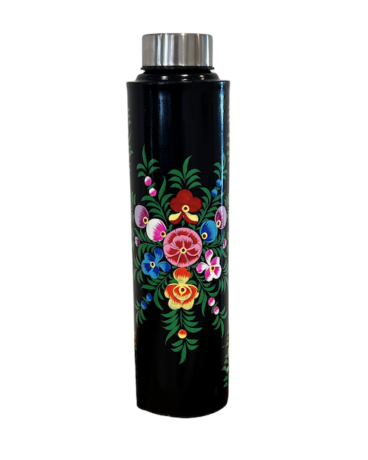 Black Hand Painted Water Bottle/Flask