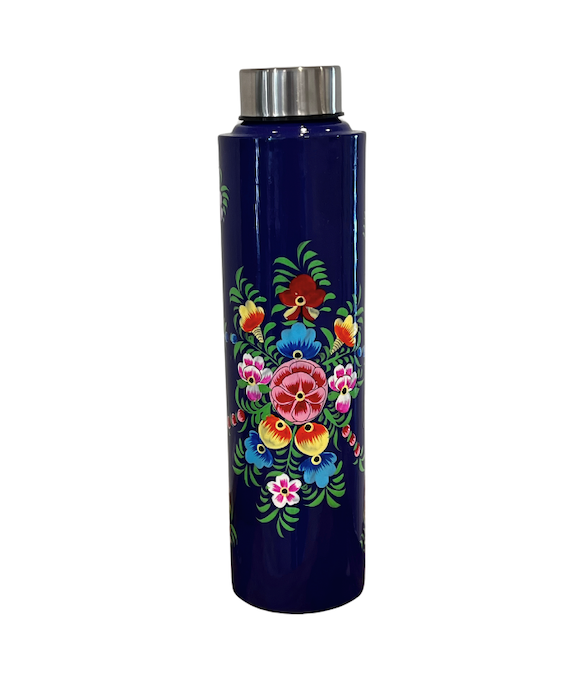 Navy Blue Hand Painted Water Bottle/Flask